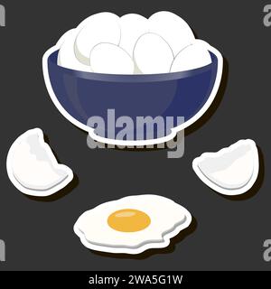 Illustration on theme beautiful tasty edible homemade set various eggs consisting of various ingredients Stock Vector