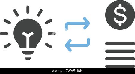 Convert Idea into Money icon vector image. Stock Vector