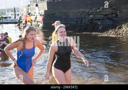 New Year Dook at Rhu Marina, Helensburgh, Scotland Stock Photo