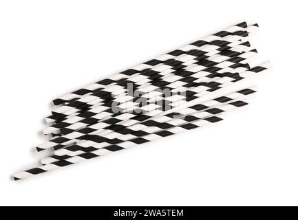 Heap of paper drinking straws isolated on white background Stock Photo