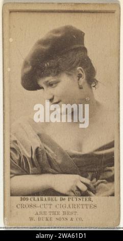 Card Number 309, Clarabel De Puyster, from the Actors and Actresses series (N145-3) issued by Duke Sons & Co. to promote Cross Cut Cigarettes 1963 by W. Duke, Sons & Co. Stock Photo