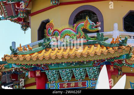Dragon and Tiger Pagodas 龍虎塔, Lianchihtan, Lotus Lake, Kaohsiung, Taiwan iconic attraction, Chi Ming palace, Tang and Song architecture, temple Pagoda Stock Photo