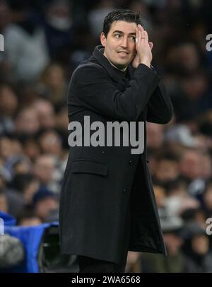 London, UK. 31st Dec, 2023 - Tottenham Hotspur v AFC Bournemouth - Premier League - Tottenham Hotspur Stadium.                                     AFC Bournemouth Head Coach Andoni Iraola on the touchline.       Picture Credit: Mark Pain / Alamy Live News Stock Photo