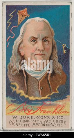 benjamin cigarettes Benjamin Franklin, from the series Great Americans (N76) for Duke brand cigarettes 1888 Issued by W. Duke, Sons & Co. Trade cards from the benjamin cigarettes Benjamin Franklin, from the series Great Americans (N76) for Duke brand cigarettes 1888 Issued by W. Duke, Sons & Co. Trade cards from the