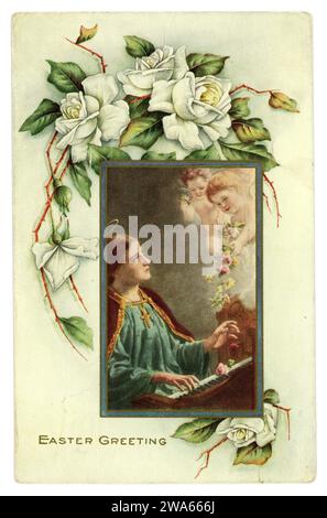 Original WW1 era American embossed Easter greetings card, posted 22 April 1916, Portsmouth, U.S.A. Stock Photo