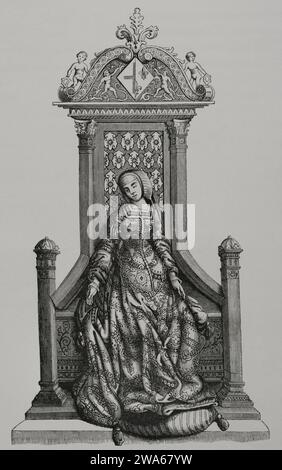 Louise of Savoy (1476-1531). Regent of France. Mother of  King Francis I of France. Engraving after a miniature. 'Les Arts au Moyen Age et a l'Epoque de la Renaissance', by Paul Lacroix. Paris, 1877. Stock Photo