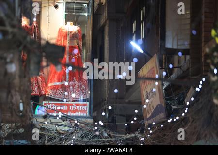 Katmandu, Nepal - November 17 2023: traditional wedding dress in the store at old market. tourism industry is one of main business in nepal Stock Photo