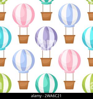 Cute children's seamless pattern with hot air balloons. Creative kids texture for fabric, wrapping, textile, wallpaper, apparel. Vector illustration. Stock Vector