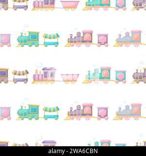 Cute children's seamless pattern with trains. Creative kids texture for fabric, wrapping, textile, wallpaper, apparel. Vector illustration. Stock Vector