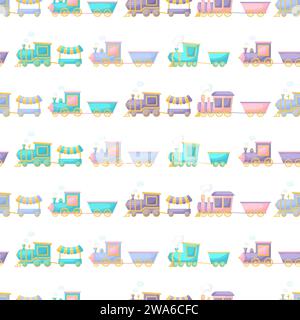 Cute children's seamless pattern with trains. Creative kids texture for fabric, wrapping, textile, wallpaper, apparel. Vector illustration. Stock Vector