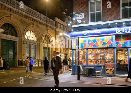 Tavistock Street, Soho, Night scene, Central London UK Stock Photo