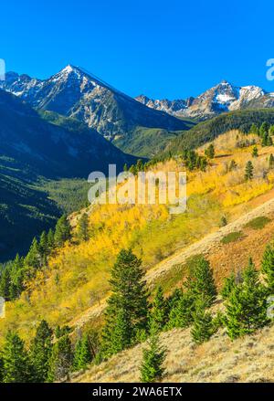 fall colors in the spanish peaks section of the madison range in the lee metcalf wilderness near gallatin gateway, montana Stock Photo