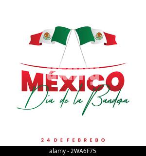 Mexico Dia de la Bandera for Mexican Flag Day with two flag template background. Vector illustration Stock Vector