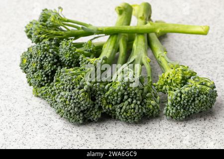 Fresh raw green bimi, broccolini, vegetable close up Stock Photo