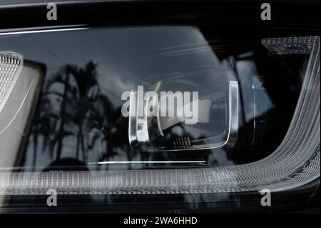 Front led led lamp of car macro close up view Stock Photo