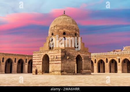 Ablution fountain in Ibn Tulun Mosque, popular place of visit of Cairo, wonderful sunset view, Egypt Stock Photo