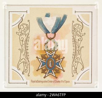 Royal and Distinguished Order of Charles III of Spain, from the World's Decorations series (N44) for Allen & Ginter Cigarettes 1963 by Allen & Ginter Stock Photo