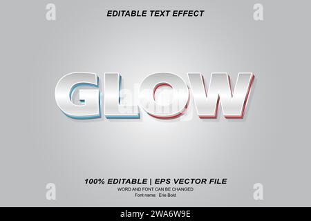 Glow text effect 3d editable vector design Stock Vector