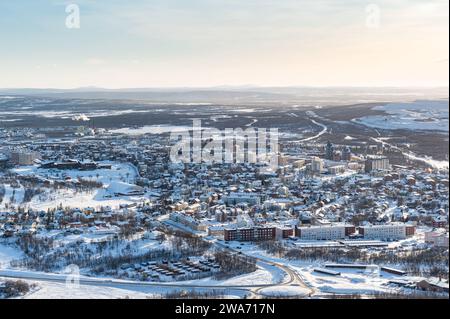 The beautiful snowy winter landscape of Kiruna in Sweden Stock Photo ...