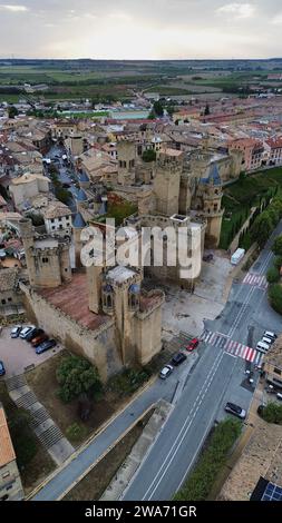 drone photo Olite Royal Palace Spain Europe Stock Photo