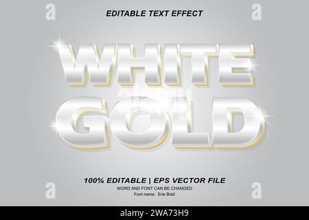 White Gold text effect 3d editable vector design Stock Vector