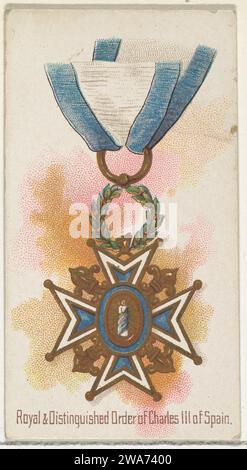 Royal and Distinguished Order of Charles III of Spain, from the World's Decorations series (N30) for Allen & Ginter Cigarettes 1963 by Lindner, Eddy & Claus Stock Photo