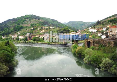 Os Peares, Miño and Sil rivers confluence. Ourense province, Galicia, Spain. Stock Photo