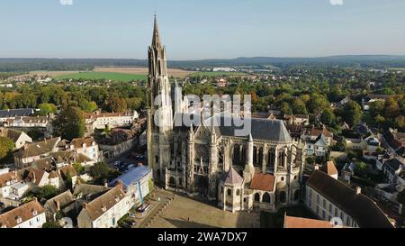 drone photo Senlis cathedral France Europe Stock Photo