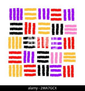 straight brush strokes and bold lines. Simple Hand drawn grunge brush strokes print. charcoal texture. Dashes or thick lines. dry brush vector grid. Stock Vector