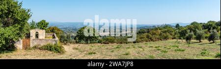 A small derelict cemetery near the Cellole monastery in the beautiful landscape of the Tuscany, Italy Stock Photo