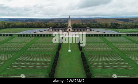 drone photo Douaumont ossuary, Ossuaire de Douaumont Verdun France Europe Stock Photo