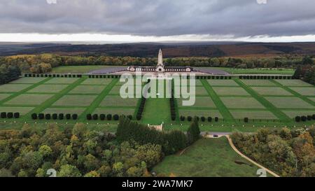 drone photo Douaumont ossuary, Ossuaire de Douaumont Verdun France Europe Stock Photo