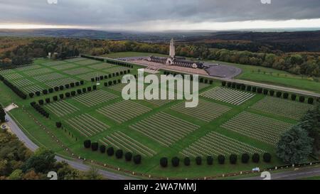 drone photo Douaumont ossuary, Ossuaire de Douaumont Verdun France Europe Stock Photo