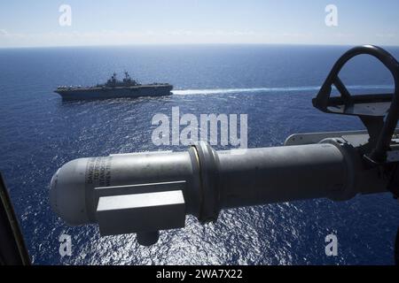 US military forces. Marines assigned to Marine Medium Tiltrotor Squadron (VMM) 264, 22nd Marine Expeditionary Unit (MEU) conduct an operational flight of the Intrepid Tiger 2 special capabilities pod aboard the amphibious assault ship USS Wasp (LHD-1) on July 21, 2016. 22nd MEU, deployed with the Wasp Amphibious Ready Group, is conducting naval operations in the 6th Fleet area of operations in support of U.S. national security interests in Europe.(U.S. Marine Corps photo by Cpl. John A. Hamilton Jr.) Stock Photo