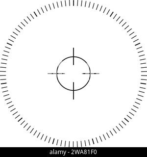 Viewfinder scale with target crosshair sign of sniper weapon, military optic, monocular, telescope. Focus, goal, shot, point of view graph isolated on white background. Vector outline illustration Stock Vector