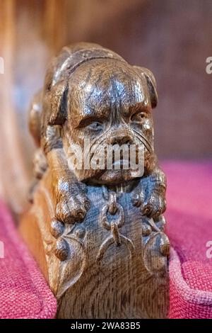 Dunblane Cathedral interior wood carvings, Dunblane, Scotland, UK Stock Photo