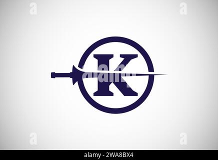 English alphabet with spear lance. Creative spear logo design template vector illustration Stock Vector