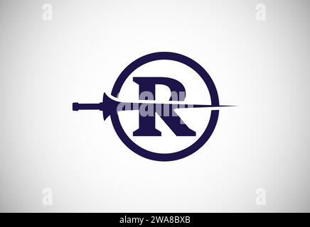 English alphabet with spear lance. Creative spear logo design template vector illustration Stock Vector