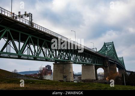 Jacques Cartier Bridge from St. Helen island in Montreal, Quebec, Canada Stock Photo