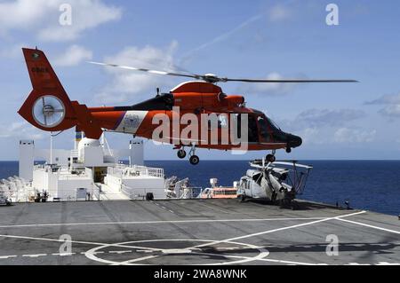 US military forces. 171025PG340-205  CARIBBEAN SEA (Oct. 25, 2017) A Coast Guard Dolphin HH-65C helicopter conducts deck landing qualifications aboard the Military Sealift Command hospital ship USNS Comfort (T-AH 20). Comfort is underway operating in the vicinity of Ponce, Puerto Rico. The Department of Defense is supporting the Federal Emergency Management Agency, the lead federal agency, in helping those affected by Hurricane Maria to minimize suffering and is one component of the overall whole-of-government response effort. (U.S. Navy photo by Mass Communication Specialist 2nd Class Stephan Stock Photo