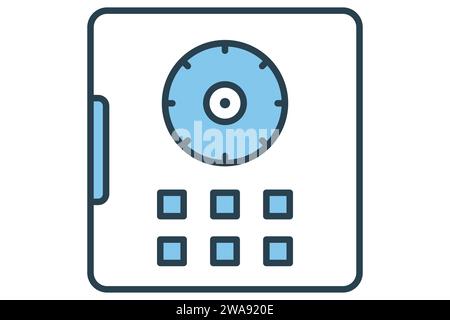 vault door icon. icon related to secure storage of valuables. flat line icon style. element illustration Stock Vector