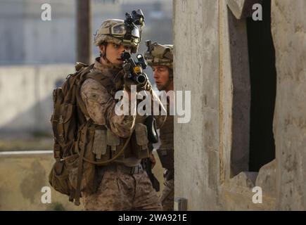 US military forces. NATIONAL TRAINING CENTER, ISRAEL (March 13, 2018) A U.S. Marine assigned to the Battalion Landing Team, 2nd Battalion, 6th Marine Regiment (BLT 2/6), 26th Marine Expeditionary Unit (MEU), scans for targets during exercise Juniper Cobra 2018 at the National Training Center in Israel, March 13, 2018. Juniper Cobra is a computer-assisted exercise conducted through computer simulations focused on improving combined missile defense capabilities and overall interoperability between the U.S. European Command and Israel Defense Force. (U.S. Marine Corps photo by Cpl. Jon Sosner/Rel Stock Photo
