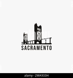 Flat Minimalist Sacramento Bridge bridge logo vector template on white background Stock Vector