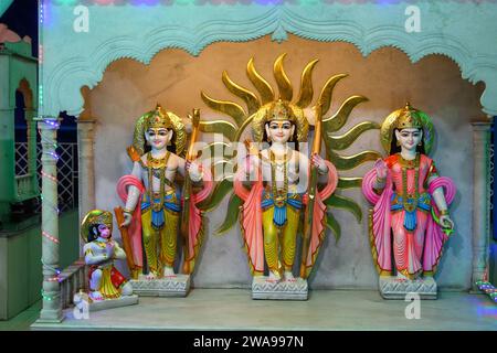 Idol of Goddess lord Rama, Lakshmana, Sita and Hanuman at a temple in Kolkata, West Bengal, India. Stock Photo