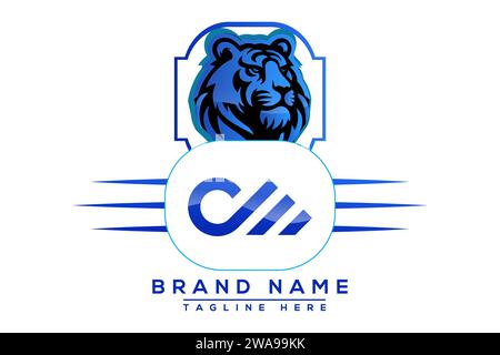 CM Tiger logo Blue Design. Vector logo design for business. Stock Vector