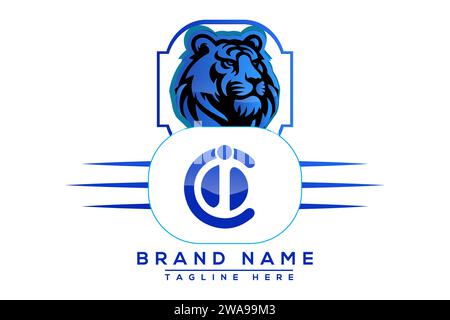 CI Tiger logo Blue Design. Vector logo design for business. Stock Vector