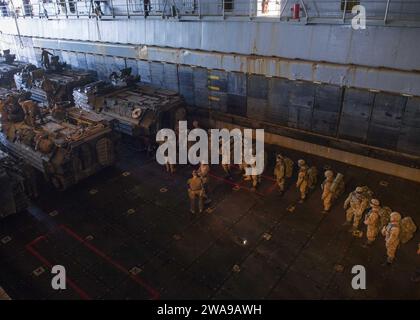 US military forces. 180607TJ319-0083 BALTIC SEA (June 7, 2018) Members of the Romanian 307th Naval Infantry Regiment prepare to embark AAV-P7/A1 assault amphibious vehicles, attached to the 26th Marine Expeditionary Unit, in the well deck of the Harpers Ferry-class dock landing ship USS Oak Hill (LSD 51) during exercise Baltic Operations (BALTOPS) 2018, June 7. Exercise Baltic Operations is the premier annual maritime-focused exercise in the Baltic region and one of the largest exercises in Northern Europe enhancing flexibility and interoperability among allied and partner nations. (U.S. Navy Stock Photo