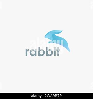 Modern jumping rabbit logo icon vector template on white background Stock Vector