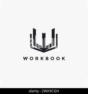 Abstract Letter w and book for workbook logo icon vector template on white background Stock Vector