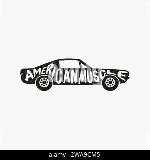 Vintage retro classic American car vector template on white background Stock Vector